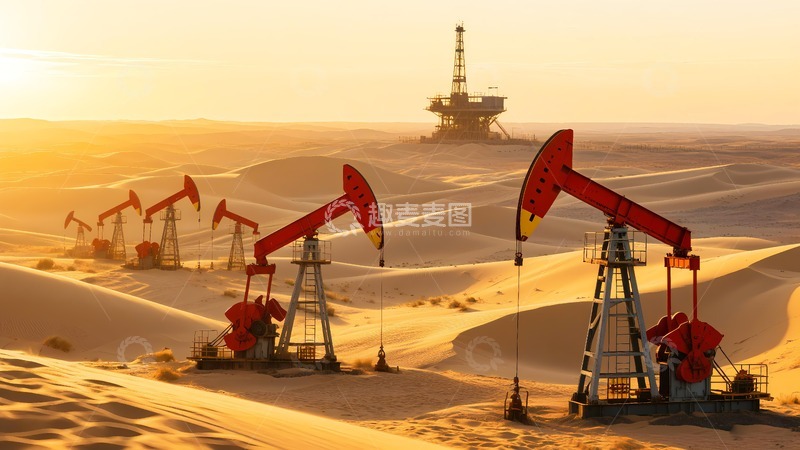 高清大图下载【趣麦麦图】沙漠石油开采