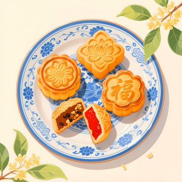 一盘诱人的月饼