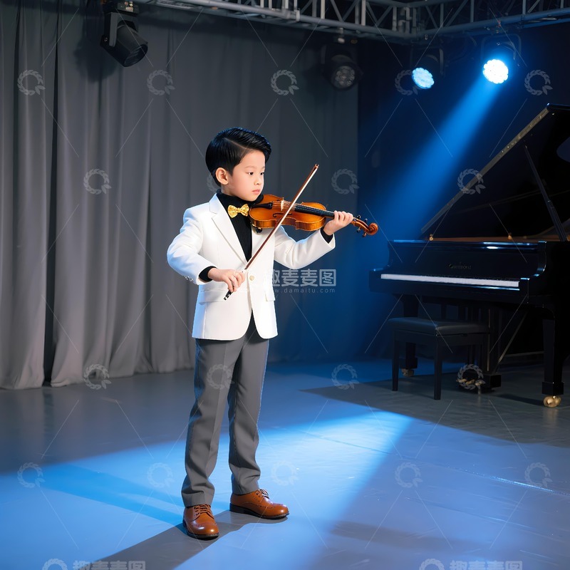 高清大图下载【趣麦麦图】拉小提琴的帅气男孩