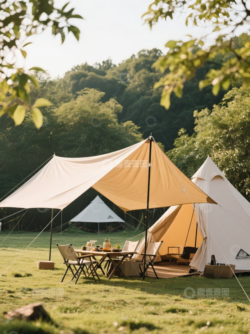高清大图下载【趣麦麦图】露营帐篷与户外桌椅