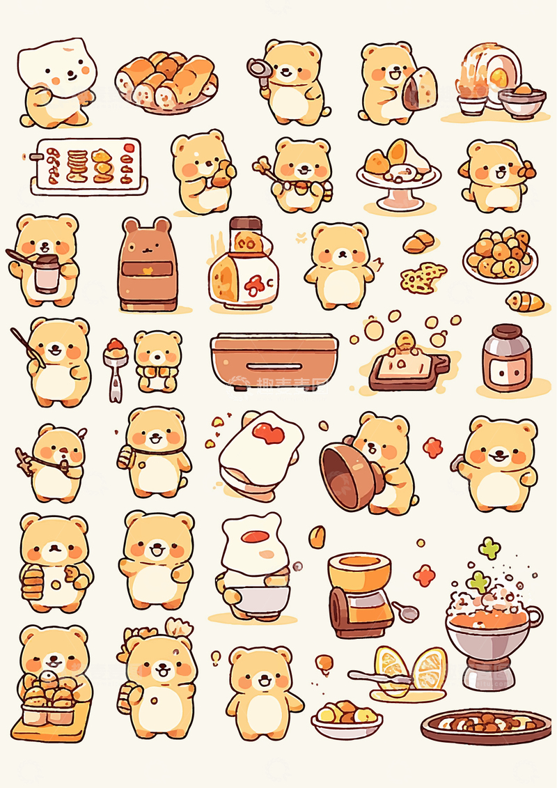 手绘卡通插画动物花草扁平风设计