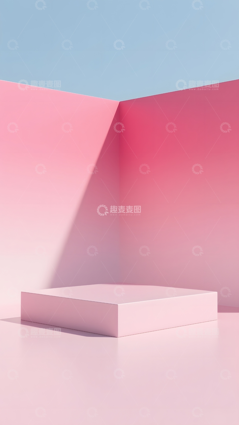 高清大图下载【趣麦麦图】粉色简约展台背景1