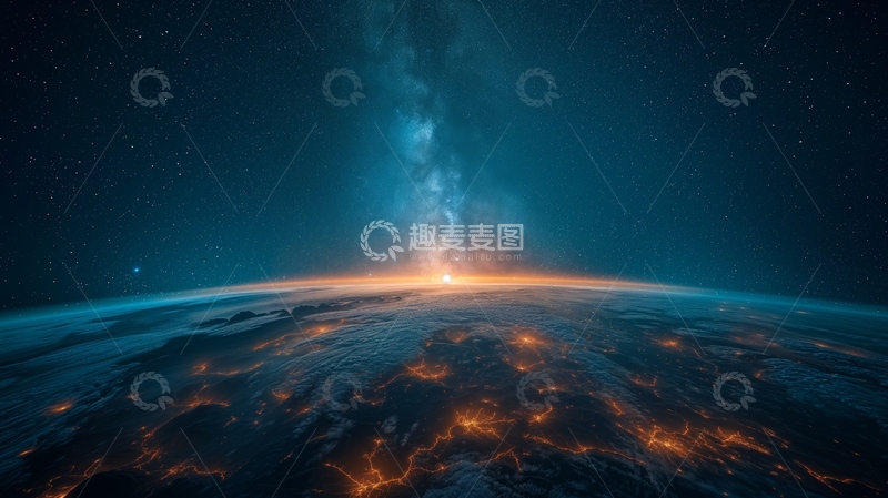 高清大图下载【趣麦麦图】蓝色地球光效 俯瞰全景 跨国企业合作