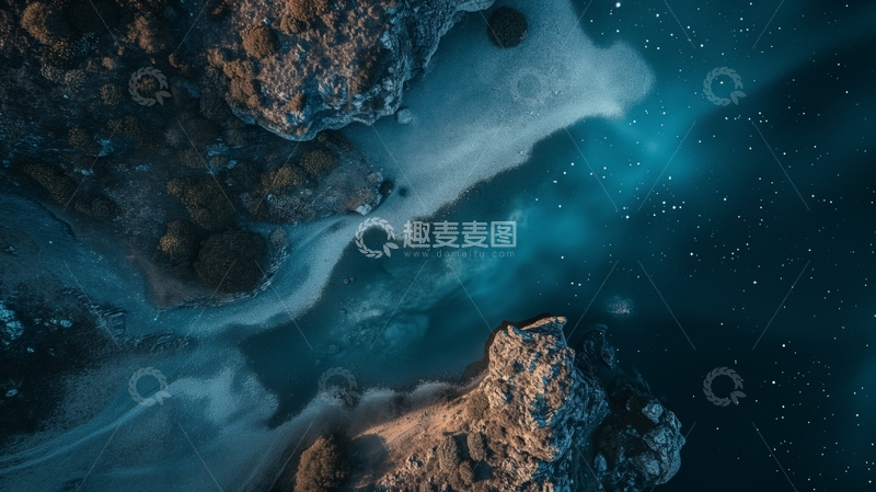 高清大图下载【趣麦麦图】航拍夜境岩水景观图