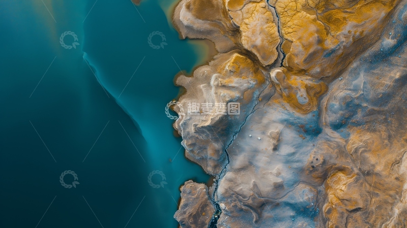 高清大图下载【趣麦麦图】航拍黄蓝岸线 交错地貌