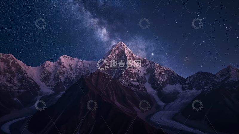 高清大图下载【趣麦麦图】银河主峰雪山夜景