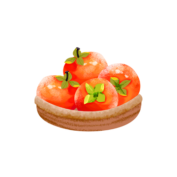 霜降节气水果柿子果蒂果实竹筐竹篮