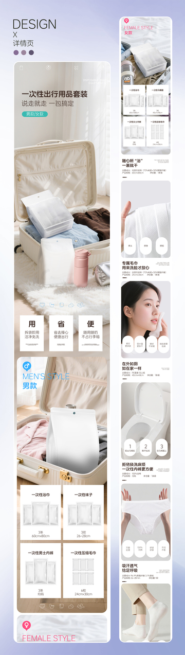 一次性出行用品套装产品详情页设计