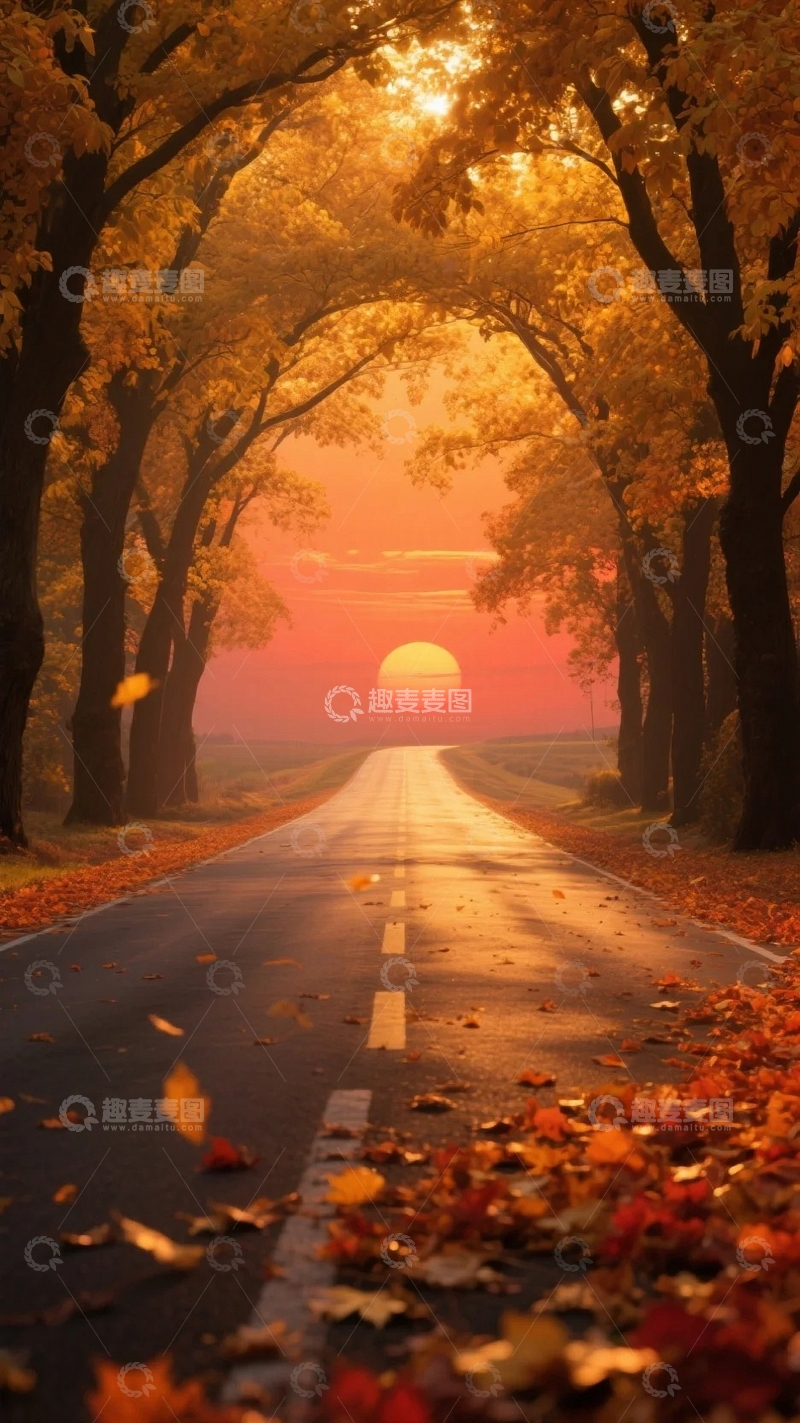 高清大图下载【趣麦麦图】秋日金色大道01