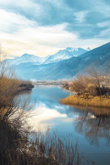 湖泊  疏朗  清冷