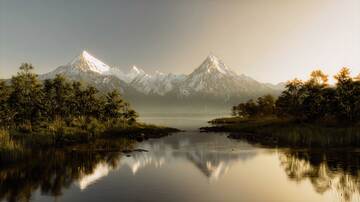 湖泊  澄澈  朦胧