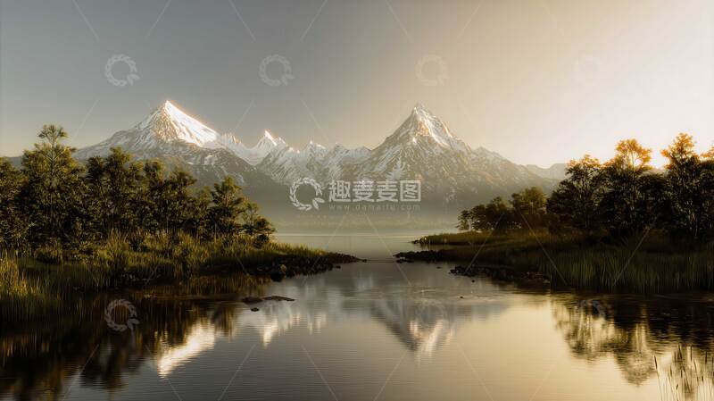 高清大图下载【趣麦麦图】湖泊  澄澈  朦胧