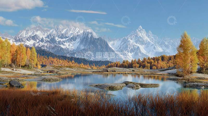 高清大图下载【趣麦麦图】湖泊  浅淡  秋月