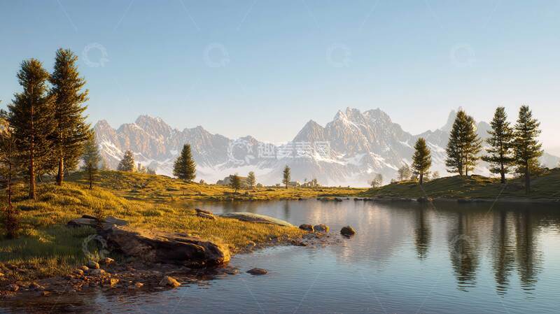 高清大图下载【趣麦麦图】湖泊  寂然  残阳   