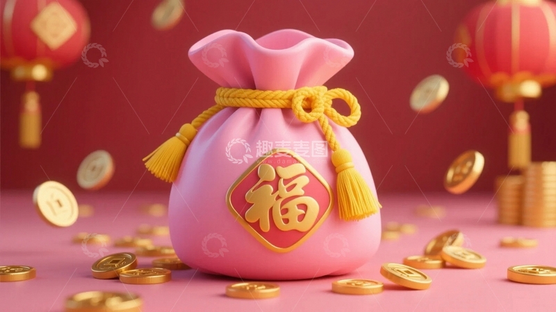 高清大图下载【趣麦麦图】金币福袋迎新春06