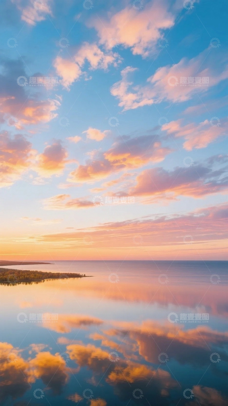 高清大图下载【趣麦麦图】绚烂晚霞下的湖光山色02