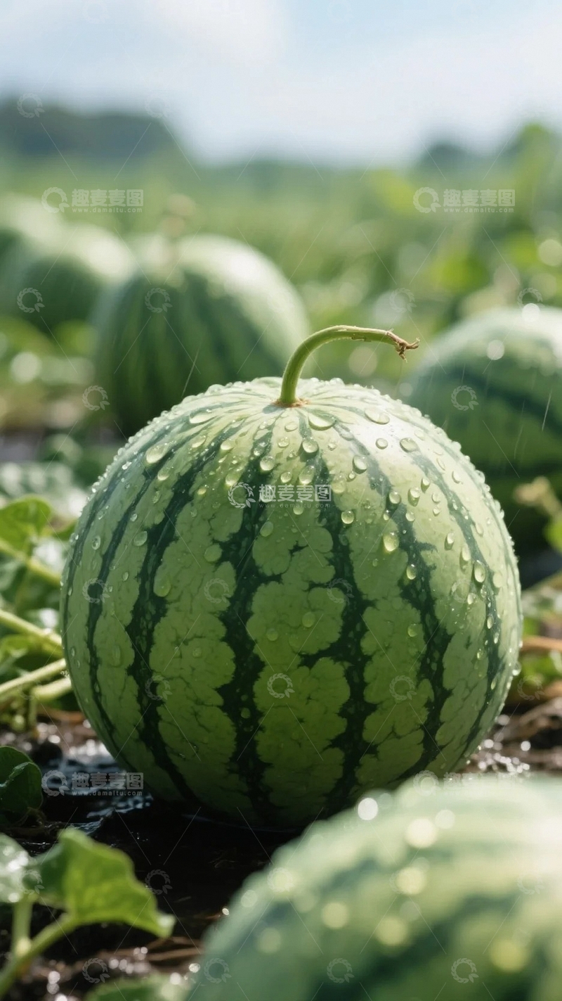 高清大图下载【趣麦麦图】夏日瓜田里的西瓜03