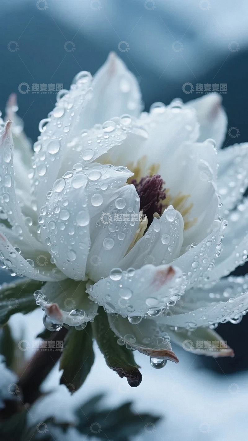 高清大图下载【趣麦麦图】雪中傲放的雪莲花05