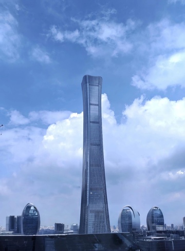 蓝天，白云，中国尊，北京，地标，首都