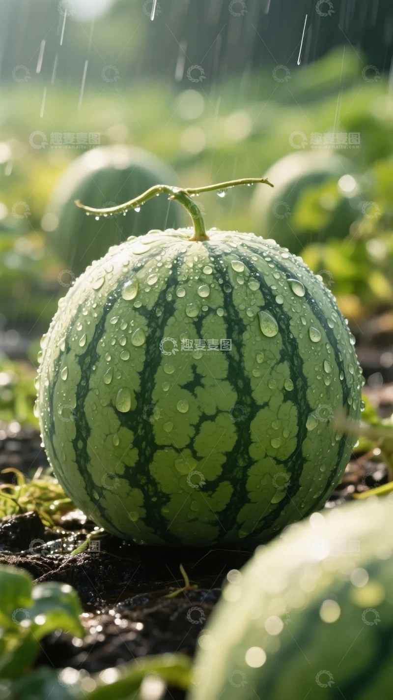 高清大图下载【趣麦麦图】夏日瓜田里的西瓜01