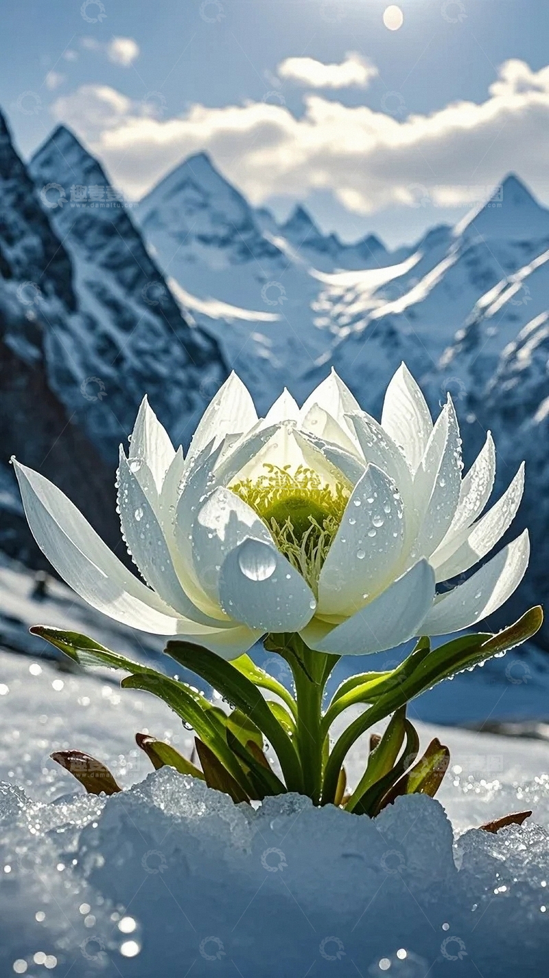 高清大图下载【趣麦麦图】雪中傲放的雪莲花01