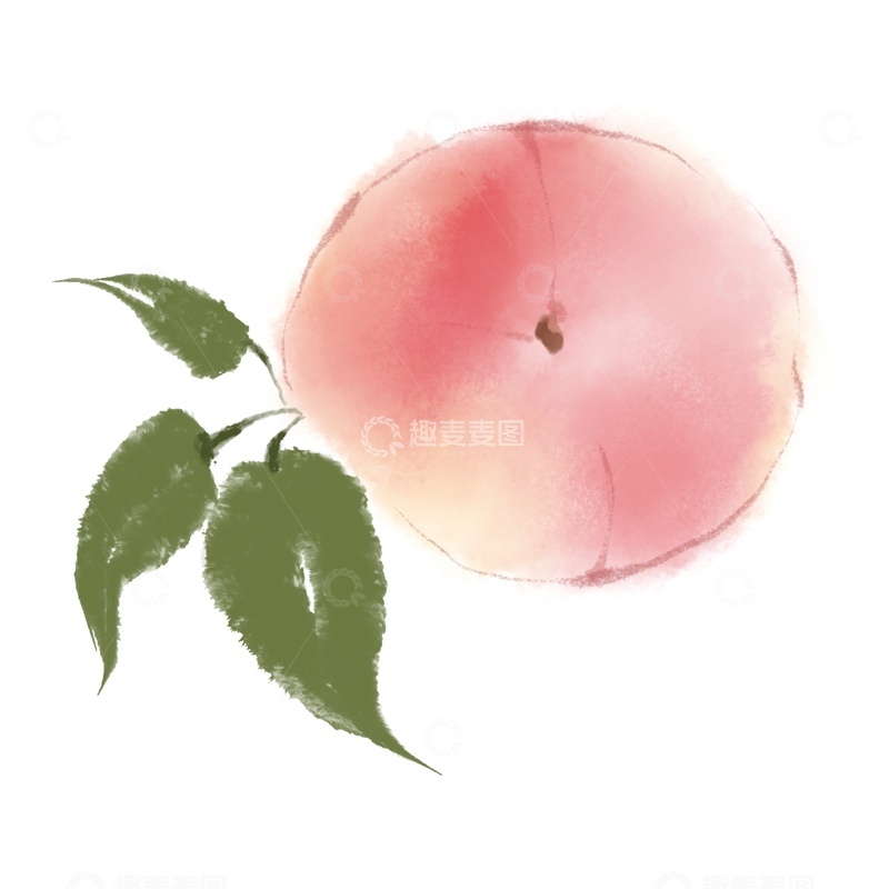 源文件下载【趣麦麦图】国风水墨水果桃免抠元素