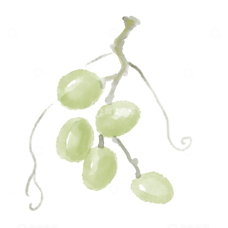 源文件下载【趣麦麦图】-国风水墨水果葡萄免抠元素