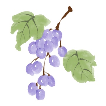 国风水墨风格水果葡萄免抠元素