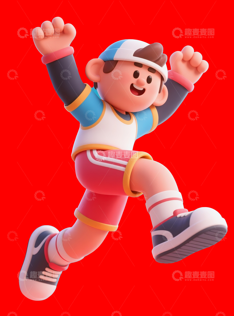 源文件下载【趣麦麦图】3d雀跃的男孩