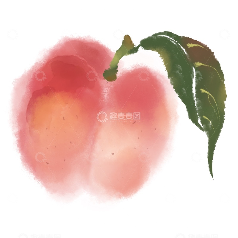 源文件下载【趣麦麦图】国风水墨风格水果桃免抠元素