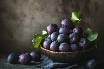 一篮子紫色的李子