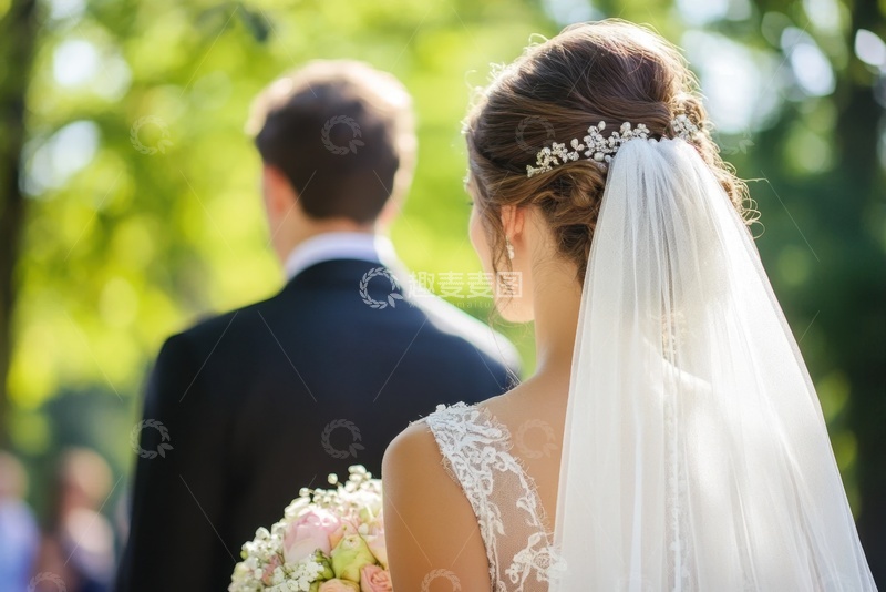 高清大图下载【趣麦麦图】婚礼上新娘的背影