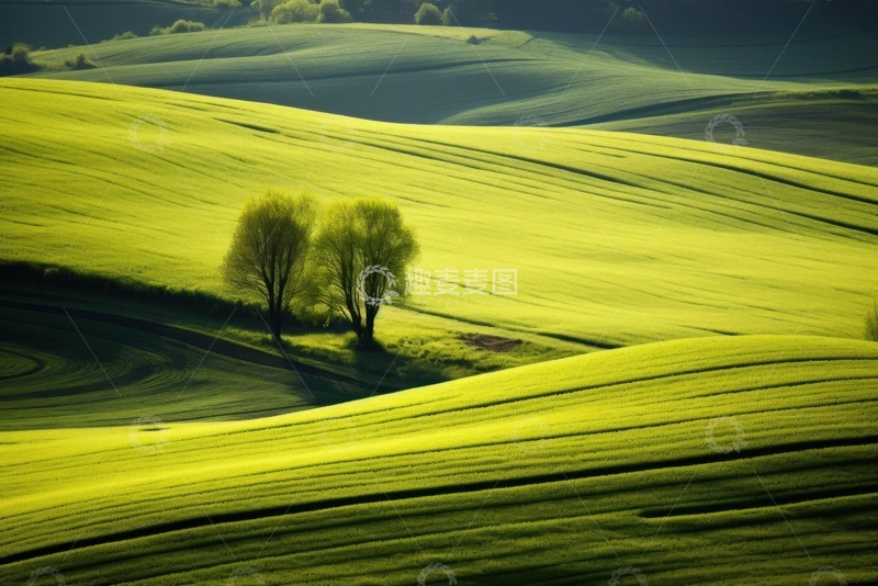 高清大图下载【趣麦麦图】起伏的绿草地山丘美景