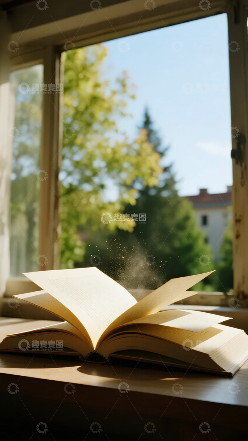 高清大图下载【趣麦麦图】窗边读书闲适午后静谧1