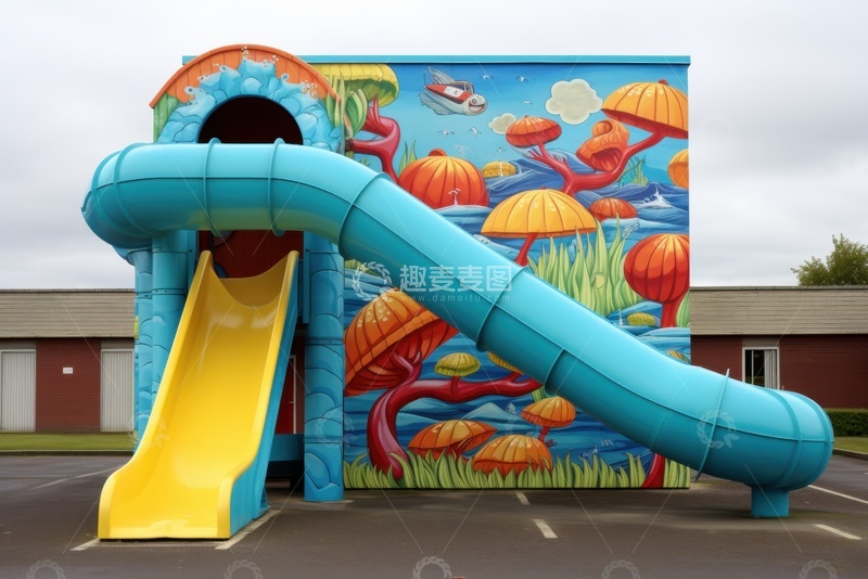 高清大图下载【趣麦麦图】公园里的儿童滑滑梯