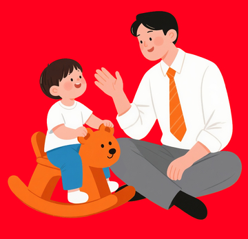 扁平卡通插画父子