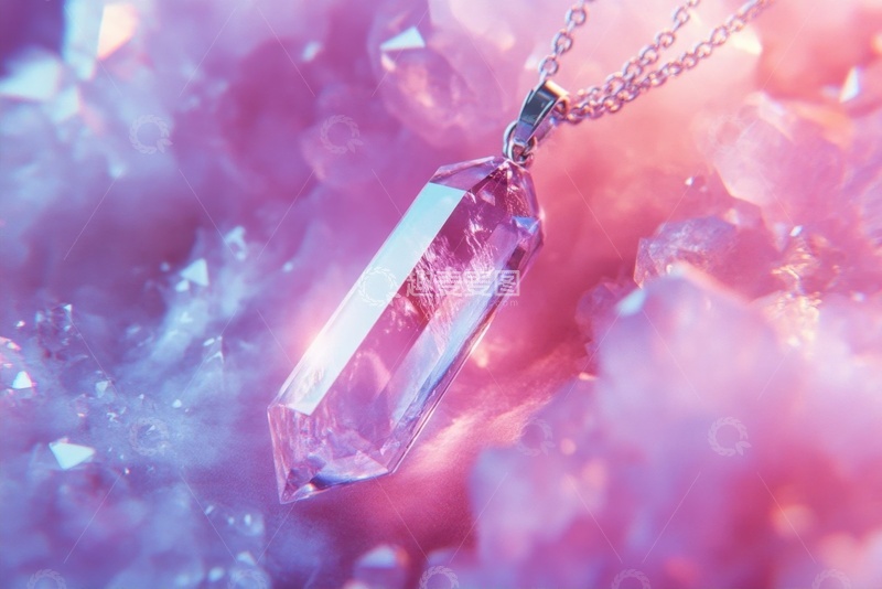 高清大图下载【趣麦麦图】粉色水晶吊坠