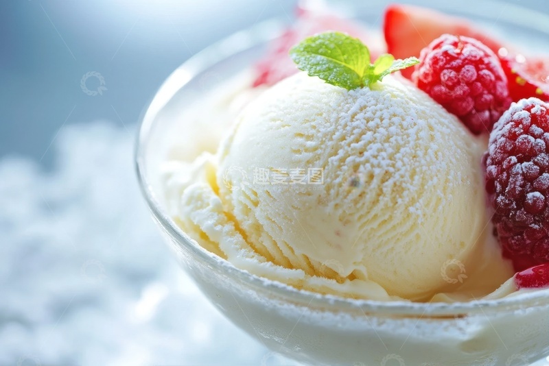 高清大图下载【趣麦麦图】一碗美味的奶油水果冰激凌