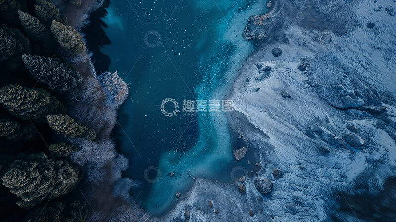 高清大图下载【趣麦麦图】航拍冬景湖林景观图