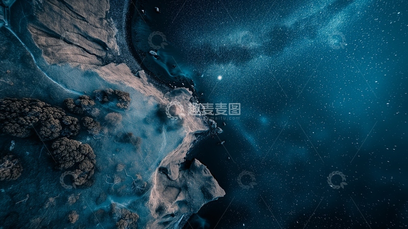 高清大图下载【趣麦麦图】航拍岩岸星河景观