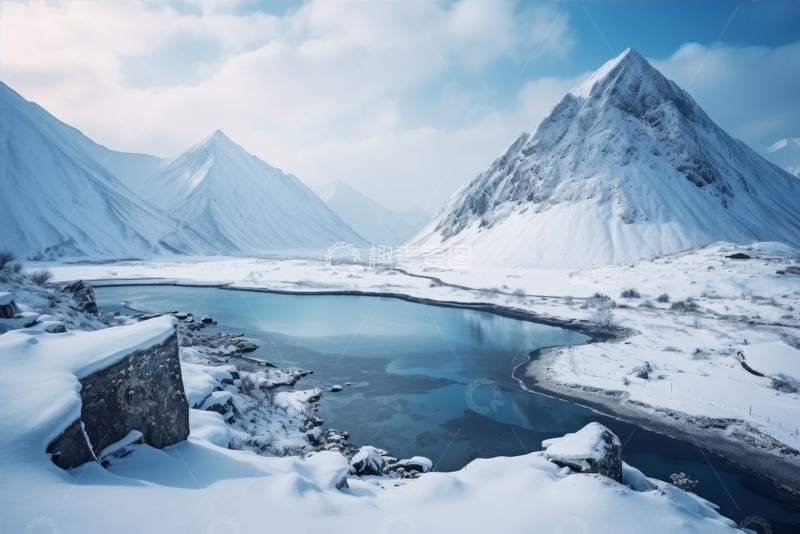高清大图下载【趣麦麦图】雪山湖泊雪地美景