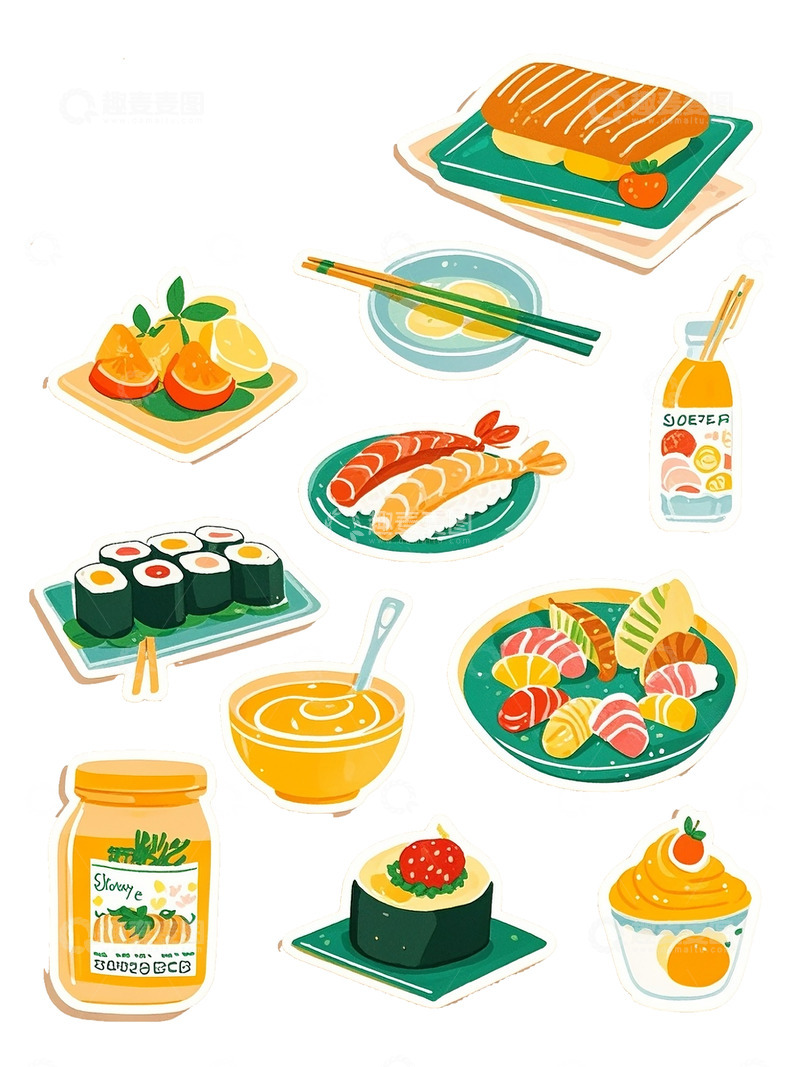 美食甜品蛋糕手绘手账贴纸素材卡通可爱5