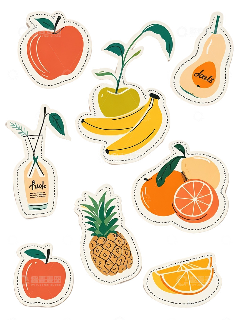 蔬菜水果手绘手账贴纸素材卡通可爱7