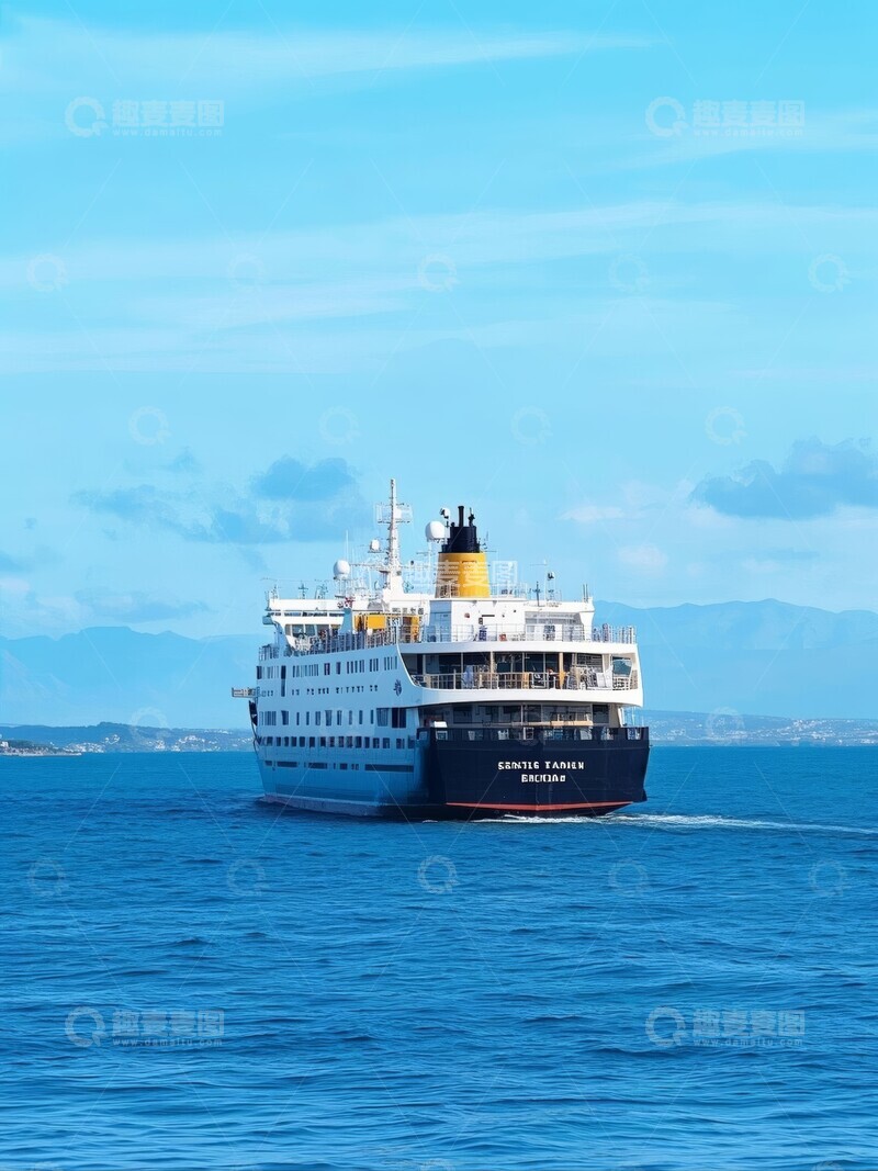 高清大图下载【趣麦麦图】海上航行的大型渡轮
