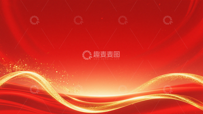 红色金色线条渐变国潮党政党建