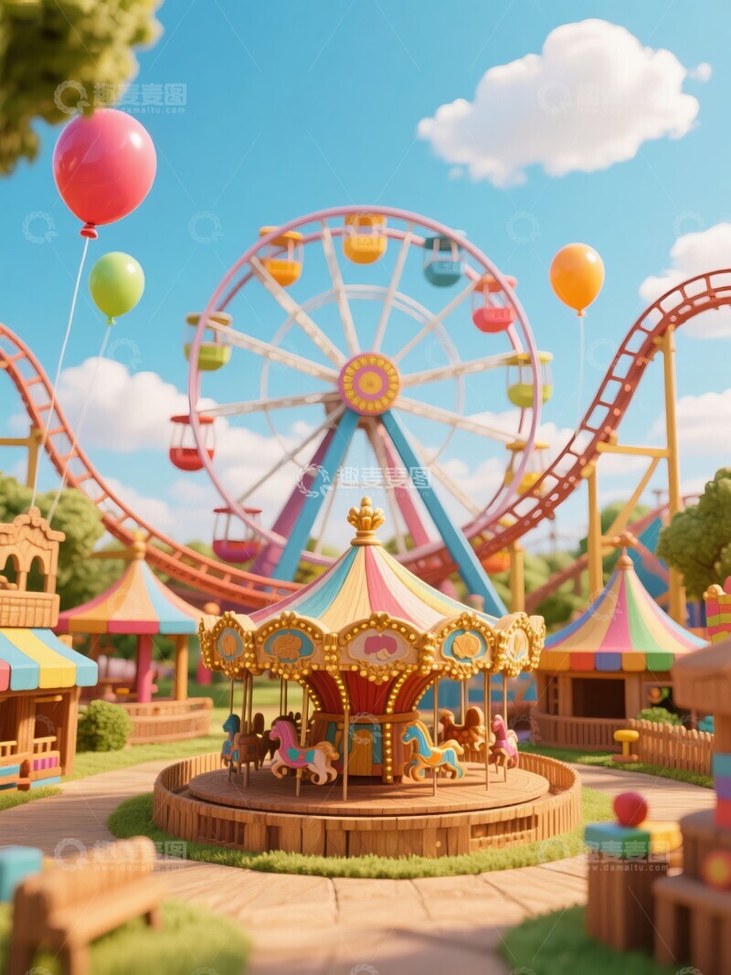 高清大图下载【趣麦麦图】欢乐多彩游乐园的场景