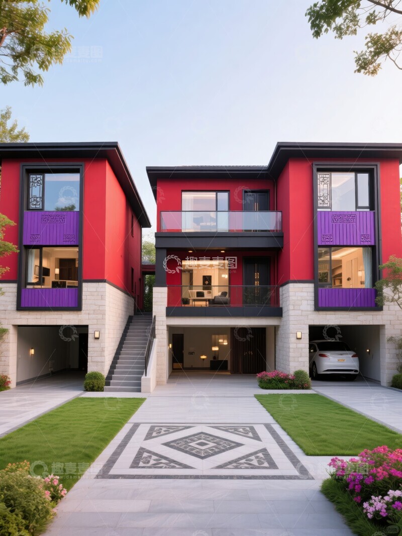 高清大图下载【趣麦麦图】高级感联排别墅外观