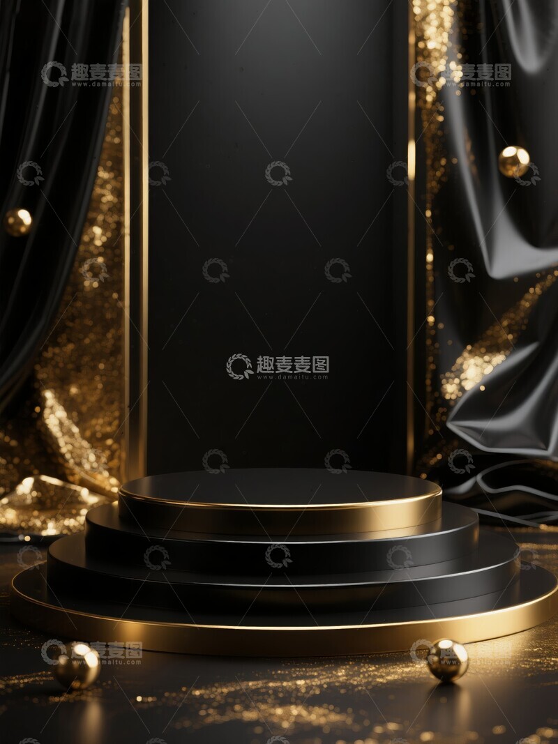 高清大图下载【趣麦麦图】金色与黑色墙体的现代艺术背景