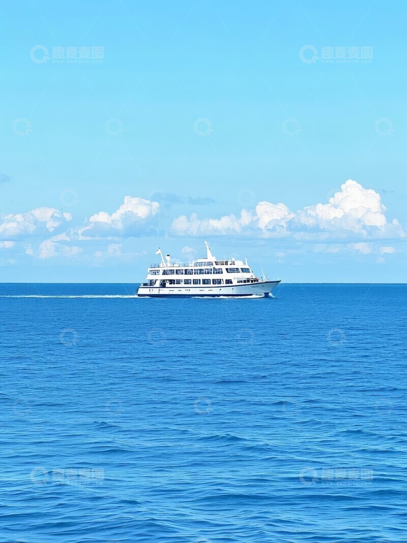 高清大图下载【趣麦麦图】海上航行的轮渡船