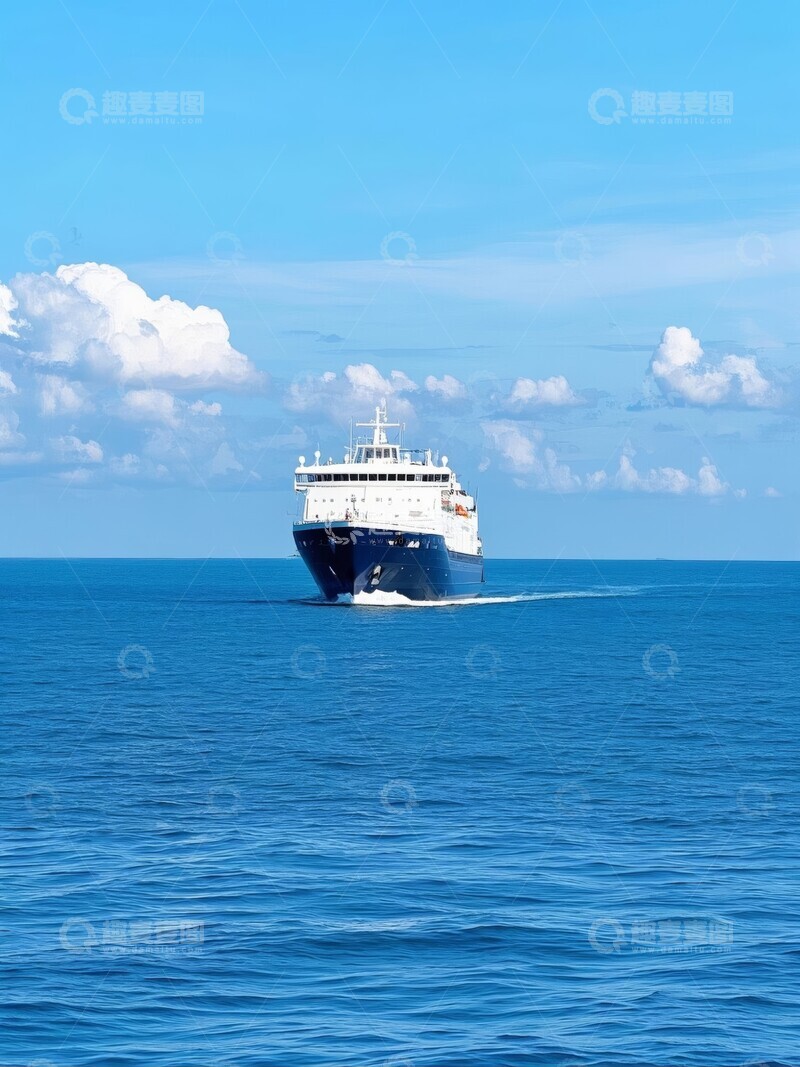 高清大图下载【趣麦麦图】海上航行的白色游轮